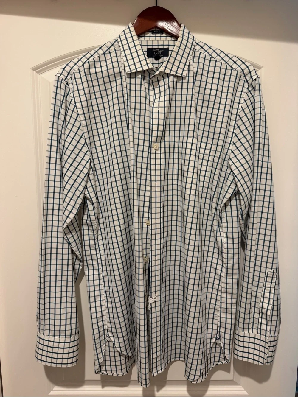 J. Crew White Dress Shirt with Navy Windowpane Check